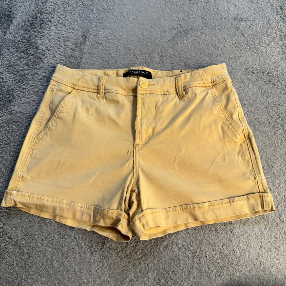 Liverpool Womens Cuffed Chino Shorts 8/29 Yellow Lyocell Cotton Blend Stretch